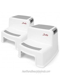 Jinby Toddler Step Stool for Bathroom Safety Bottom as Toilet Stool,BPA Free Pack 2