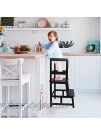 LAOLUO Kids Kitchen Step Stool with Safety Rail Child Stand Helper for Kitchen Bathroom Living Room for Toddlers 18 Months and Older Brown