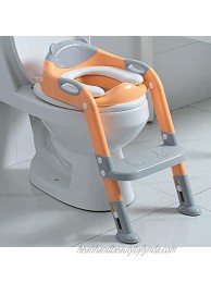 Potty Training Seat Boys Girls,Toddlers Potty Training Toilet Seat,Kids Potty Seat Potty Chair with Step Stool Ladder（Gray Orange）