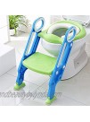Potty Training Toilet Seat with Step Stool Ladder for Kid and Baby Adjustable Toddler Toilet Training Seat with Soft Anti-Cold Padded Seat Safe Handles and Non-Slip Wide Steps Blue Green for Kids