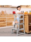 SDADI Kids Kitchen Step Stool with Safety Rail for Toddlers 18 Months and Older Gray LT01G