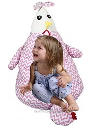 Agreeable Stuffed Animal Storage Bean Bag Chair Cover for Kids | Soft Canvas Plush Toy Organizer Lounger Pink Chick