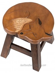 Fox Design Hand Carved Acacia Hardwood Decorative Short Stool