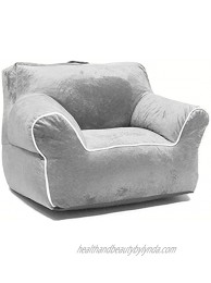 Heritage Kids Micromink Bean Bag Chair with Piping Carry Handle Grey