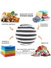 Stuffed Animal Storage Bean Bag Chair 24" for Kids Room DIY Bean Bag Covers Only White Gray Stripes