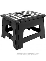Non Slip Folding Step Stool with Handle- 9" in Height Holds up to 300 Lb!… Black