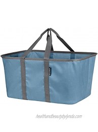 CleverMade Collapsible Fabric Laundry Baskets Foldable Pop Up Storage Container Organizer Bags Large Rectangular Space Saving Clothes Hamper Tote with Carry Handles Pack of 2 Denim