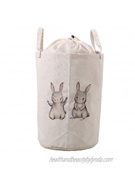 LifeCustomize Large Laundry Hamper Basket Bunny Shy Rabbit Animals Clothing Storage Bins Boxes Organizer Foldable Waterproof Nursery Hamper with Handles