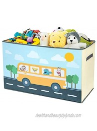 BBLIKE Large Kids Toy Chest Box Nursery Bins & Boxes Dog Toy Box Toy Storage Organizer Can be used in Bedroom Nursery Playroom Toy Basket with Divider Toy Bin Box for Girls Boy bus