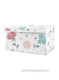 Sweet Jojo Designs Floral Rose Flowers Girl Small Fabric Toy Bin Storage Box Chest For Baby Nursery or Kids Room Blush Pink Teal Turquoise Aqua Blue Grey Pop Flower Boho Shabby Chic Watercolor Roses