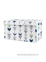 Sweet Jojo Designs Navy Blue Mint and Grey Woodland Arrow Unisex Boy or Girl Baby Nursery or Kids Room Small Fabric Toy Bin Storage Box Chest for Woodsy Collection