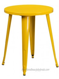 Flash Furniture Commercial Grade 24" Round Yellow Metal Indoor-Outdoor Table