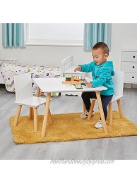 Liberty House Toys Kids White and Pinewood Table and 2 Chairs Set Kids Wooden Table and Chairs Children’s Playroom Kids Furniture Natural