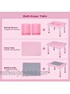 RedSwing 3 in 1 Kids Table and Chair Set Plastic Height Adjustable Activity Block Table Set with 2 Chairs and Storage Bins Pink