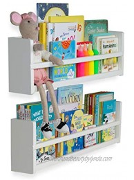Brightmaison Polynez Floating Shelves for Wall & Book Storage for Nursery Kids Room Multiuse Wall Shelf 30" Set of 2 Wood White