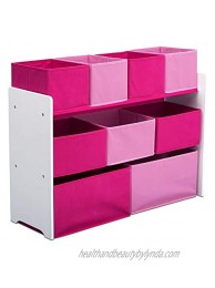 Delta Children Deluxe Multi-Bin Toy Organizer with Storage Bins White Pink Bins