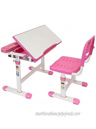 Mount-It! Kids Desk and Chair Set Height Adjustable Ergonomic Children's School Workstation with Storage Drawer Pink