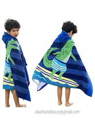 Kids Bath Towel with Hood 100% Cotton Soft and Absorbent Bath Pool Beach Swim Towel Wrap Bathrobe Coverups for Boys and Girls Extra Size:30"×50"Surfing Crocodile