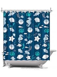 ArtBones Blue Ocean Shower Curtain Lovely Fish Kids Bathroom Shower Curtain 72"x72" with Hooks Bathroom Decor