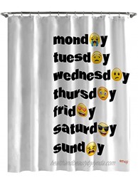 Emoji Days of The Week Shower Curtain & Easy Use Kids Bath Features Sad & Happy Emoji Official Emoji Product