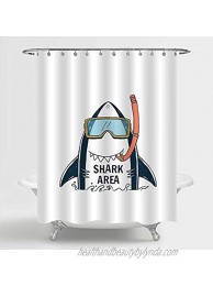 MitoVilla Funny Shark Shower Curtain for Kids Boy Shark Bathroom Decor Cartoon Ocean Animal Illustration Art Print Bathroom Accessories Shark Gifts for Shark Lovers 72" W x 72" L Standard