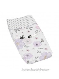 Sweet Jojo Designs Lavender Purple Pink Grey and White Changing Pad Cover for Watercolor Floral Collection Rose Flower