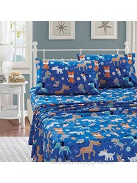 Better Home Style Playing Puppy Blue Kids Boys Toddler 3 Piece Sheet SetWith Woof Woof Wagging Dogs Pups and Puppies Includes Pillowcase Flat and Fitted Sheets # Blue Dog Twin