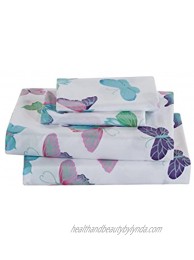 Fancy Linen Butterfly Purple Turquoise Pink Green White Sheet Set Girls Teens Adults New Full