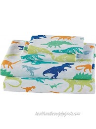 Fancy Linen Sheet Set for Boys  Girls  Teens Kids Dinosaur Dino World Vintage Green White Orange Blue New Queen
