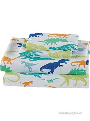 Fancy Linen Sheet Set for Boys  Girls  Teens Kids Dinosaur Dino World Vintage Green White Orange Blue New Queen