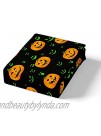 Halloween Bed Sheet Set 3pcs Twin Size Yellow Pumpkin Lantern and Green Gothic Face Print Fitted Sheet + 1 Flat Sheet + 1 Pillowcase Holiday Theme Bedding Set for Kids Boys Girls Bedroom