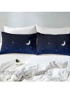 jejeloiu Galaxy Bed Sheet Set 3Pc Blue Twin Size Outer Space Bedding Sheet Set with 1 Flat Sheet & 1 Fitted Sheet with 1 Pillowcase Twin,Blue