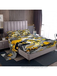 Kids Cartoon Car Bed Sheet Set Twin Size Boys Construction Vehicles Bedding Set for Teens Children Cartoon Machinery Truck Bed Sheets Set Construction Site Cars Bed Cover 3Pcs Super Soft,Breathable