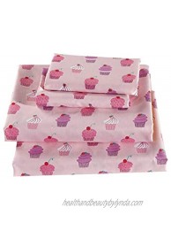 Linen Plus Sheet Set for Girls  Teens Adults Cupcakes Pink White Lavender Flat Sheet Fitted Sheet and Pillow Case Twin Size New