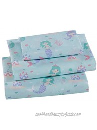 Linen Plus Sheet Set Kids Teens Mermaids Underwater Castle Jellyfishes Aqua Pink Lavender Purple # Aqua Mermaid Twin