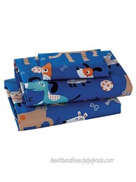 Luxury Hotel Collection Kids 3 Piece Twin Size Sheet Set Dogs Puppies Lover Soccer Ball Blue White Brown Orange