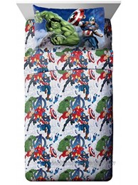 Marvel Avengers Blue Circle Twin Sheet Set- 3 Piece Set Super Soft and Cozy Kid’s Bedding Features Captain America Hulk Iron Man and Thor- Fade Resistant Microfiber Sheets Official Marvel Product