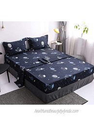 Mengersi Star Galaxy Bed Sheet Set -Kids Boys Girls Bed Sheets Extra Soft Deep Pockets 1 Fitted Sheet 1 Flat 2 Pillow Cases 4 Piece Full Dark Blue