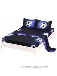 SDIII 3PC Soccer Bedding Sheet Sets Twin Size Sport Bed Sheets with Flat Fitted Sheet for Boys Girls and Teens