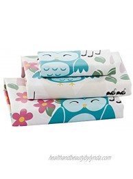 Sheet Set For Girls Teens Multi-Color Owls Aqua Pink Purple Singing Owl Hearts Flower Leaves New # Owl Twin