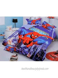 White Crafts Kid's Spiderman bedsheet 90100 Queen Size bedsheet with 2 Pillow Covers for Double Bed