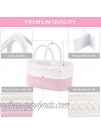 ABenkle Baby Diaper Caddy Organizer for Girls Rope Nursery Baby Basket Organizer Bin for Changing Table Car Newborn Registry Essentials Must-Have Gift for Baby Shower Pink