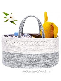Baby Diaper Caddy Organizer ABenkle Handmade Cotton Rope Nursery Storage Bin for Boys Girls Portable Baby Basket for Changing Table Car Baby Registry Gift for Baby Shower