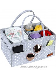 Baby Diaper Caddy Organizer Opening Multi-Pocket Portable Nursery Storage Basket Dots Felt Nappy Bag with Changeable Compartments Wipes Bags Nappy Organizer ContainerLight Grey