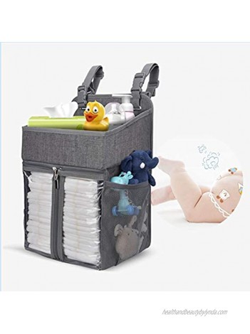 BAGLHER Hanging Diaper Organizer,Baby Diaper Organizer is Suitable for Hanging on Diaper Table Nursery and All Cribs. Baby Supplies Storage Diaper Rack Diaper Stacker.Gray