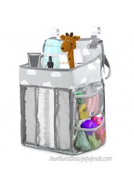 Diaper Caddy Hanging Diaper Caddy Organizer Hanging Nursery Nappy Organiser Diaper Holder Caddy Stacker for Baby Girl Boy Crib Changing Table Playard Wall Baby Shower Gifts Bedside Storage Bag -Grey