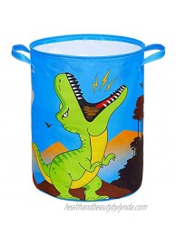FIOBEE Dinosaur Laundry Hampers Canvas Storage Bin Waterproof Storage Basket Toy Organizer with Handles Home Décor for Nursery Kids Boys Bedroom Clothes