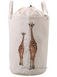 LifeCustomize Large Laundry Basket Hamper Giraffe Mom And Baby Collapsible Drawstring Clothing Storage Baskets Nursery Baby