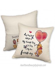 4THFARMES Friends Gifts Classic Winnie The Pooh Gifts Pooh Quote Friendship Gifts for Friends Sisters Bestie Roommates Girls Decorative Square Couch Pillow Cases with Two-Pockets 18x18- PC008