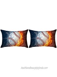 Arightex Baseball Pillow Case Ice and Fire Red Flame Pillow Cases Sports Kids Boy Pillowcases Set of 2 Baseball Standard 20" x 26"